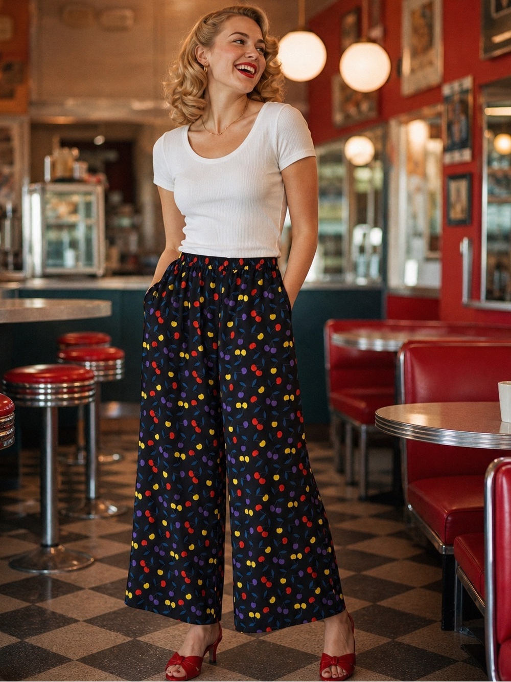 NWT ModCloth Multi-Colored Cherry Pants Size Xl